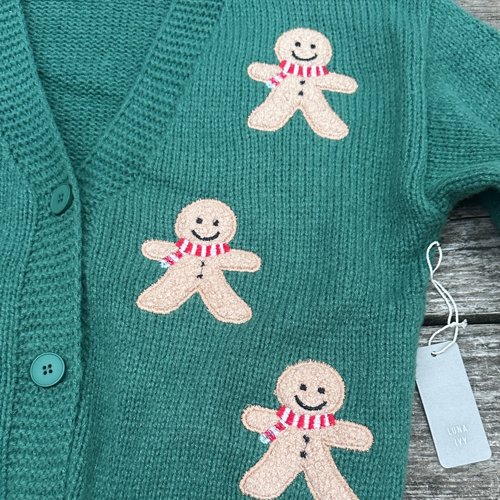 New Luna Ivy Green Gingerbread Cardigan in Size Large - Picture 4 of 4